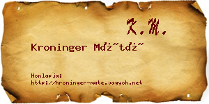 Kroninger Máté névjegykártya